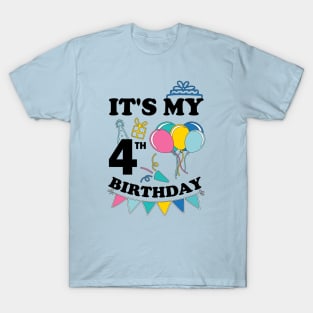 Kids It's My 4th Birthday Celebrating four years T-Shirt